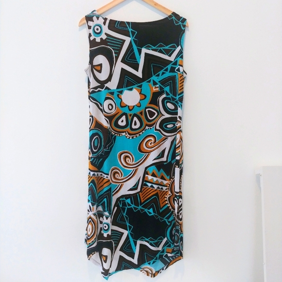 Yolanda Kwan Midi Dress W/ Asymmetric Neck & Hemline - Picture 7 of 10